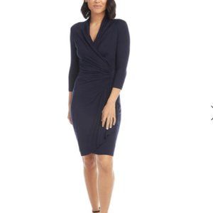 NWT Navy Karen Kane Cascade Wrap Dress - Small